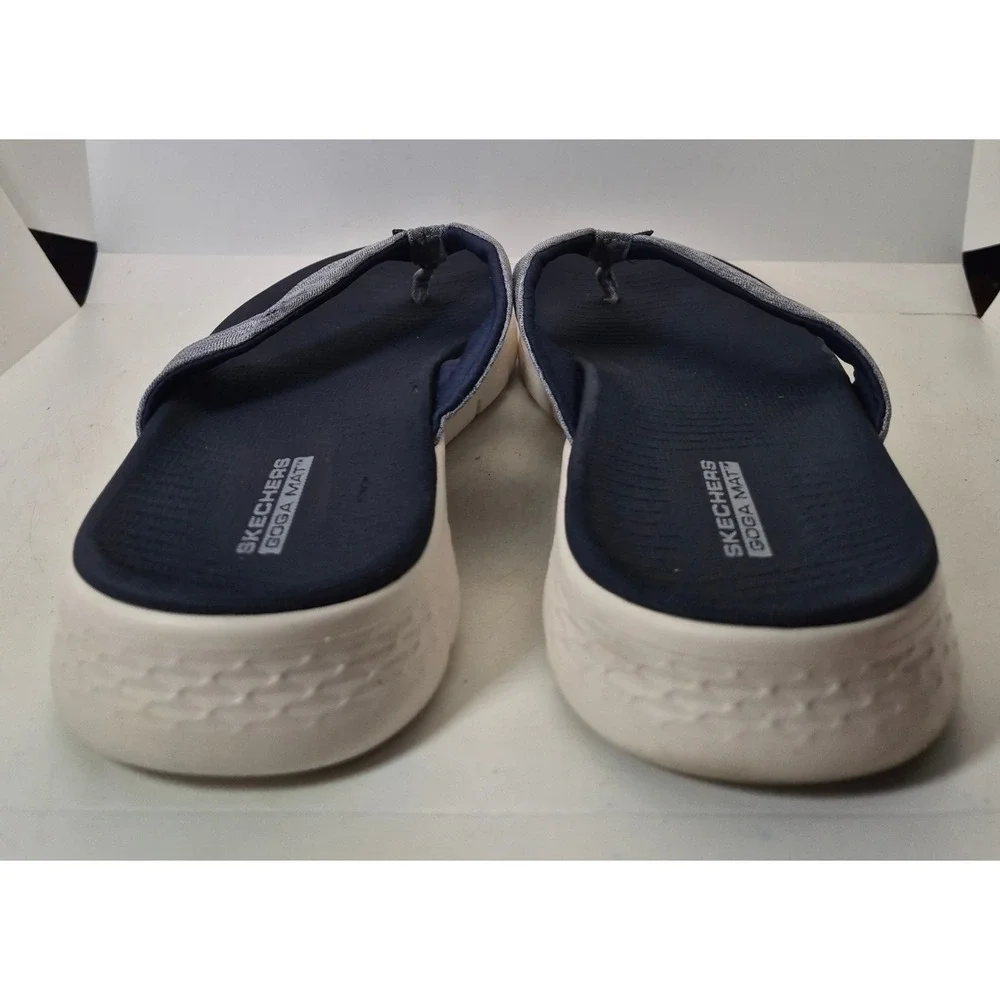 Skechers GoWalk Goga Mat Flip Flops 11 Blue Grey Thong Sandals Comfort Walking